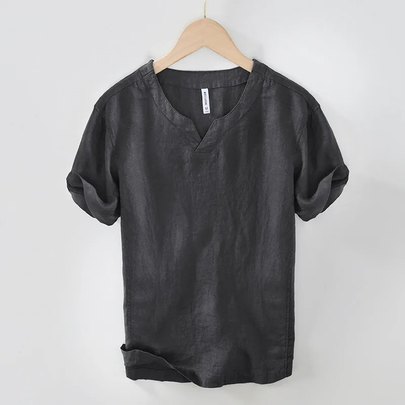 Hynara - Camicia leggera in lino con scollo a V