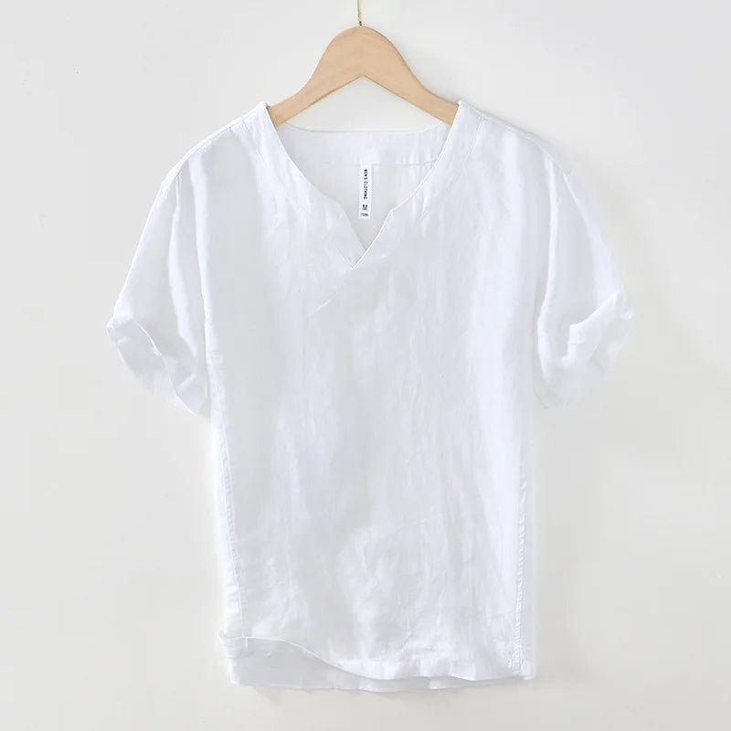 Hynara - Camicia leggera in lino con scollo a V