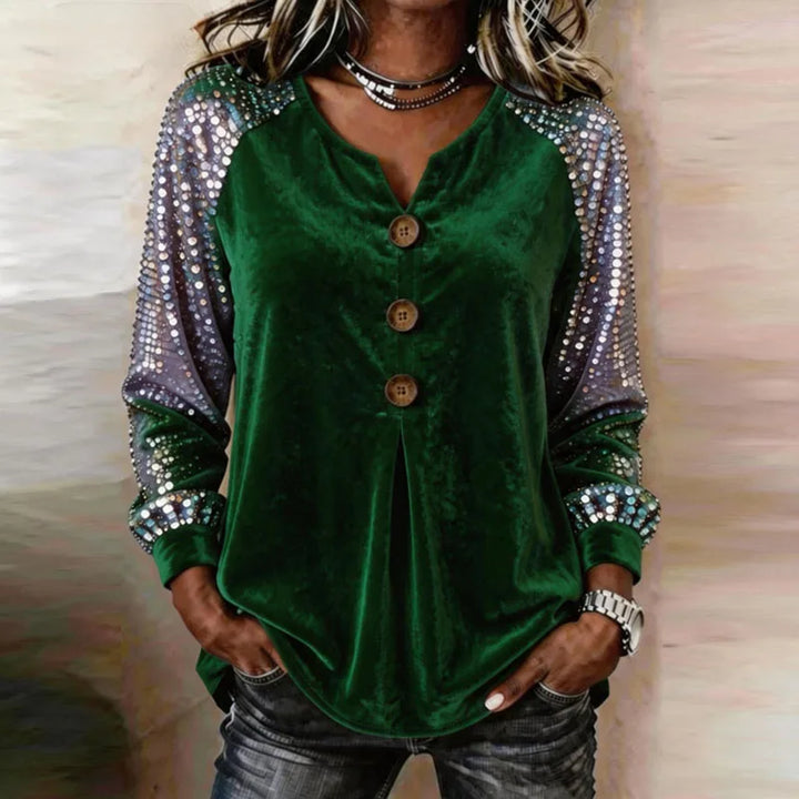 Cerina - Top di lusso con maniche in paillettes