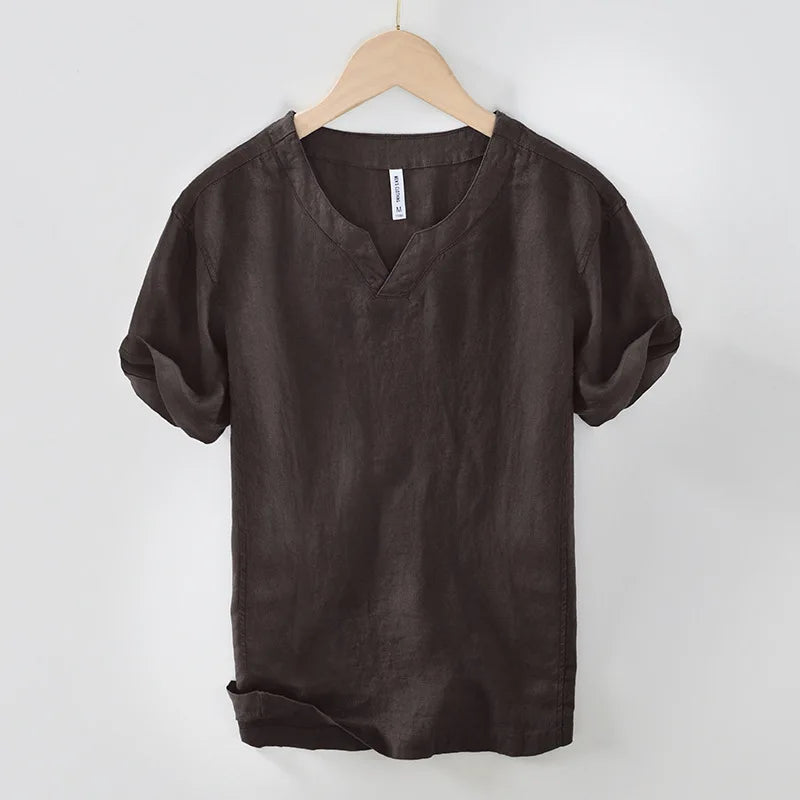 Hynara - Camicia leggera in lino con scollo a V