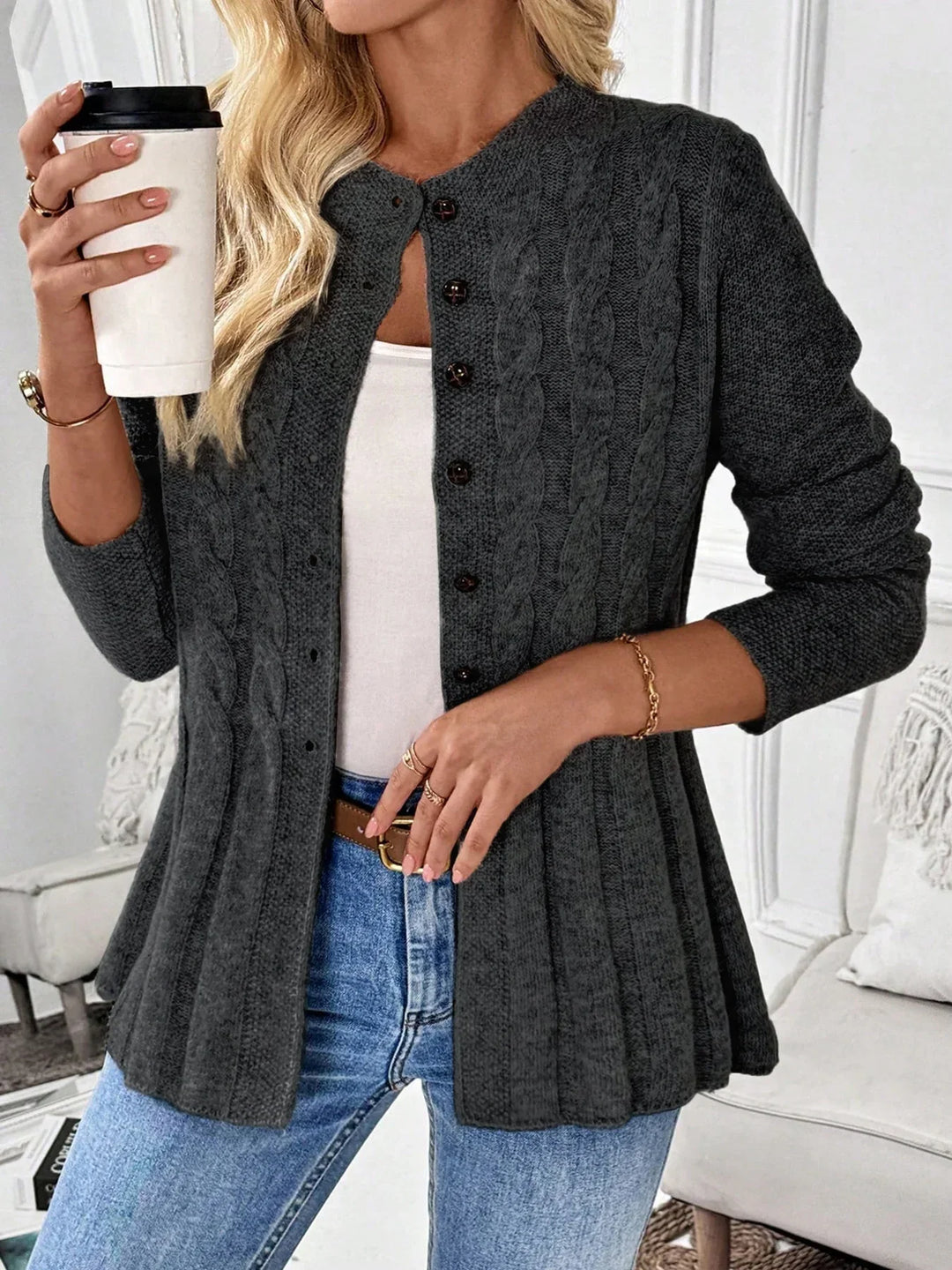 Zarela - Cardigan premium in maglia traforata