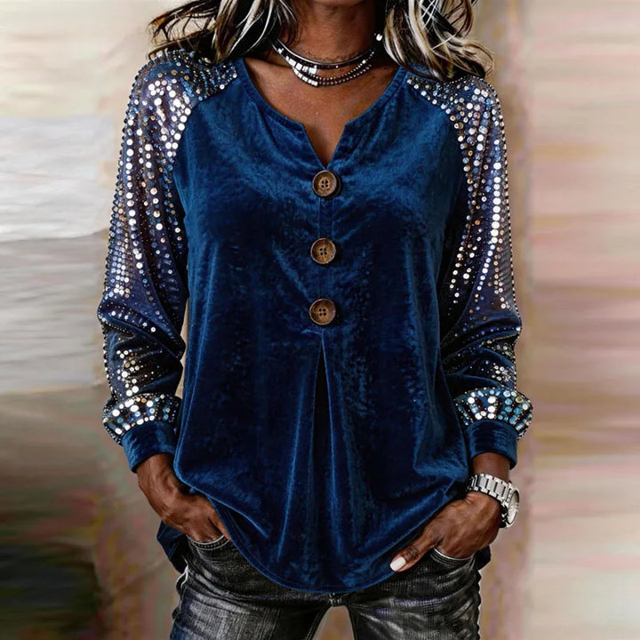 Cerina - Top di lusso con maniche in paillettes