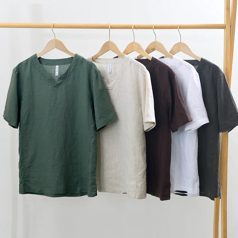 Hynara - Camicia leggera in lino con scollo a V