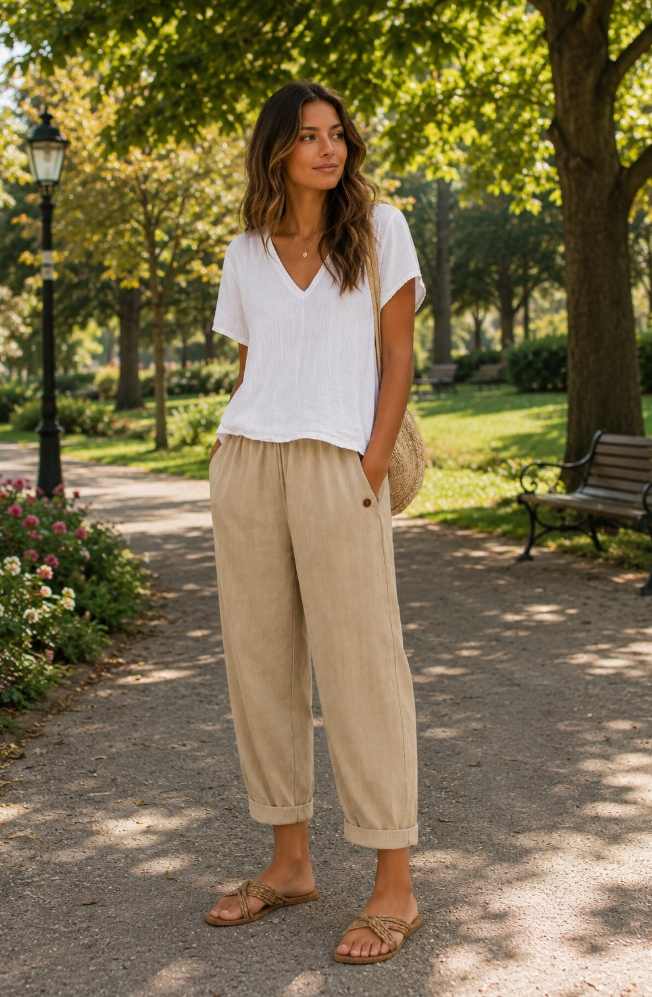 Desirae - Pantaloni in lino leggero
