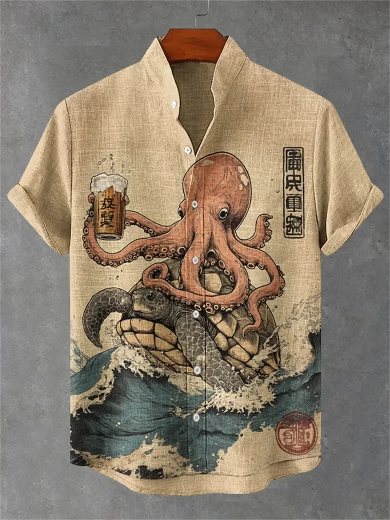 Ulric - Camicia a bottoni con stampa costiera