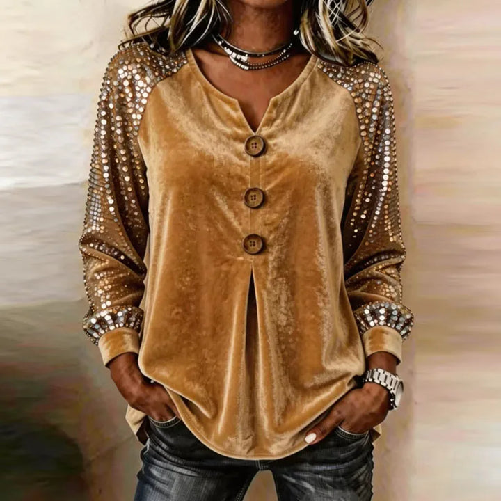 Cerina - Top di lusso con maniche in paillettes