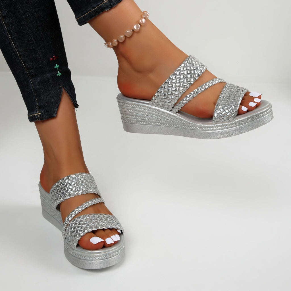 Whitley - Sandali a fascia con plateau intrecciato