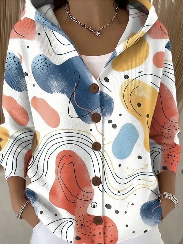 Thealyn - giacca in maglia con cappuccio color block