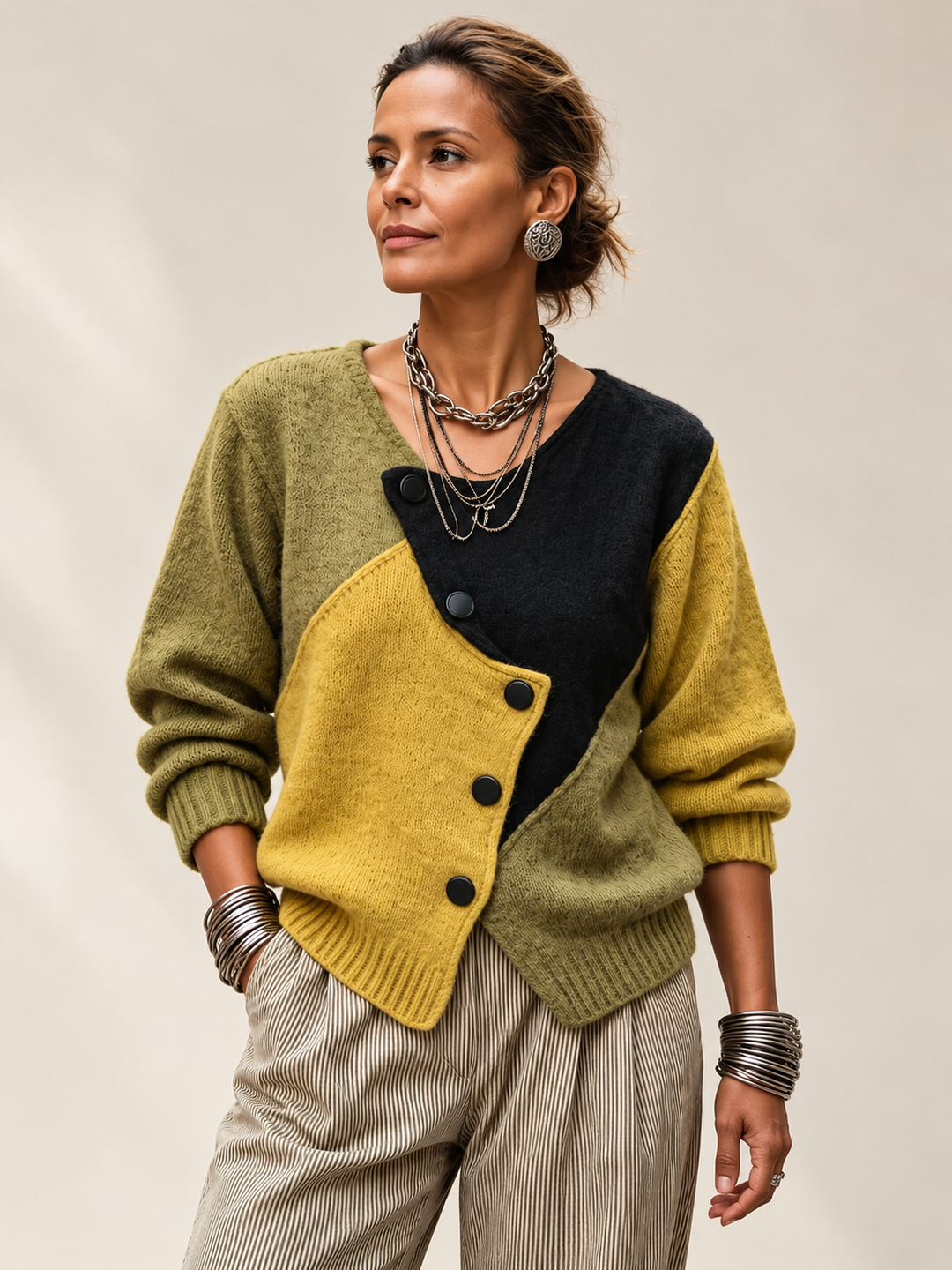 Ismay - Cardigan asimmetrico con bottoni frontali