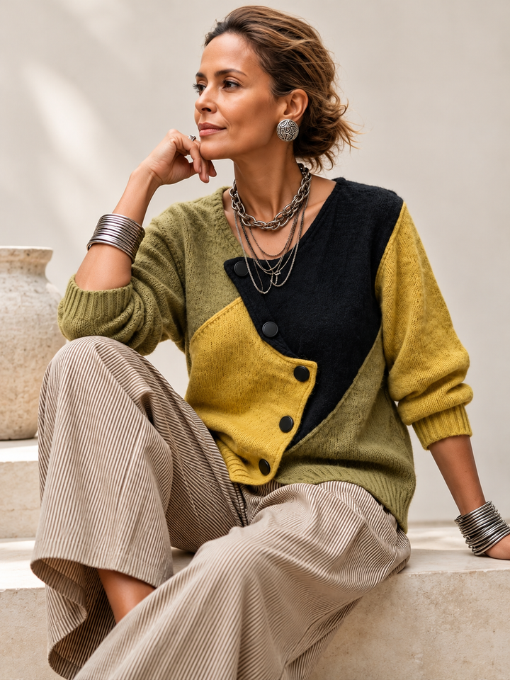 Ismay - Cardigan asimmetrico con bottoni frontali