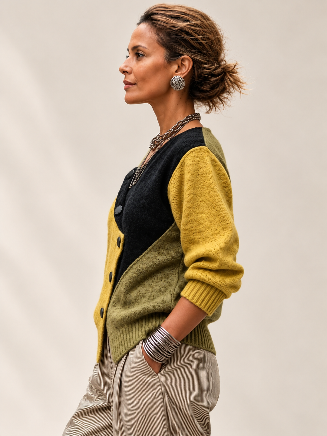Ismay - Cardigan asimmetrico con bottoni frontali
