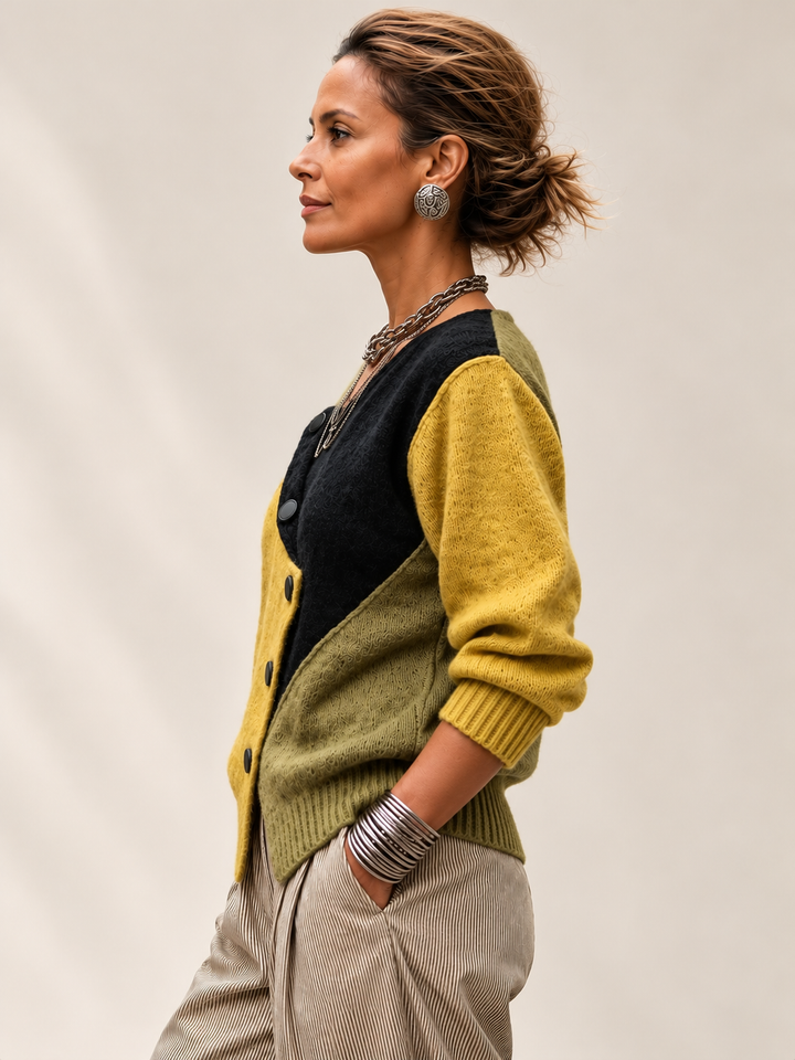 Ismay - Cardigan asimmetrico con bottoni frontali