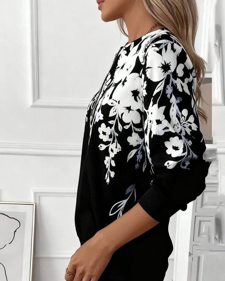 Brisella - Blusa floreale con zip