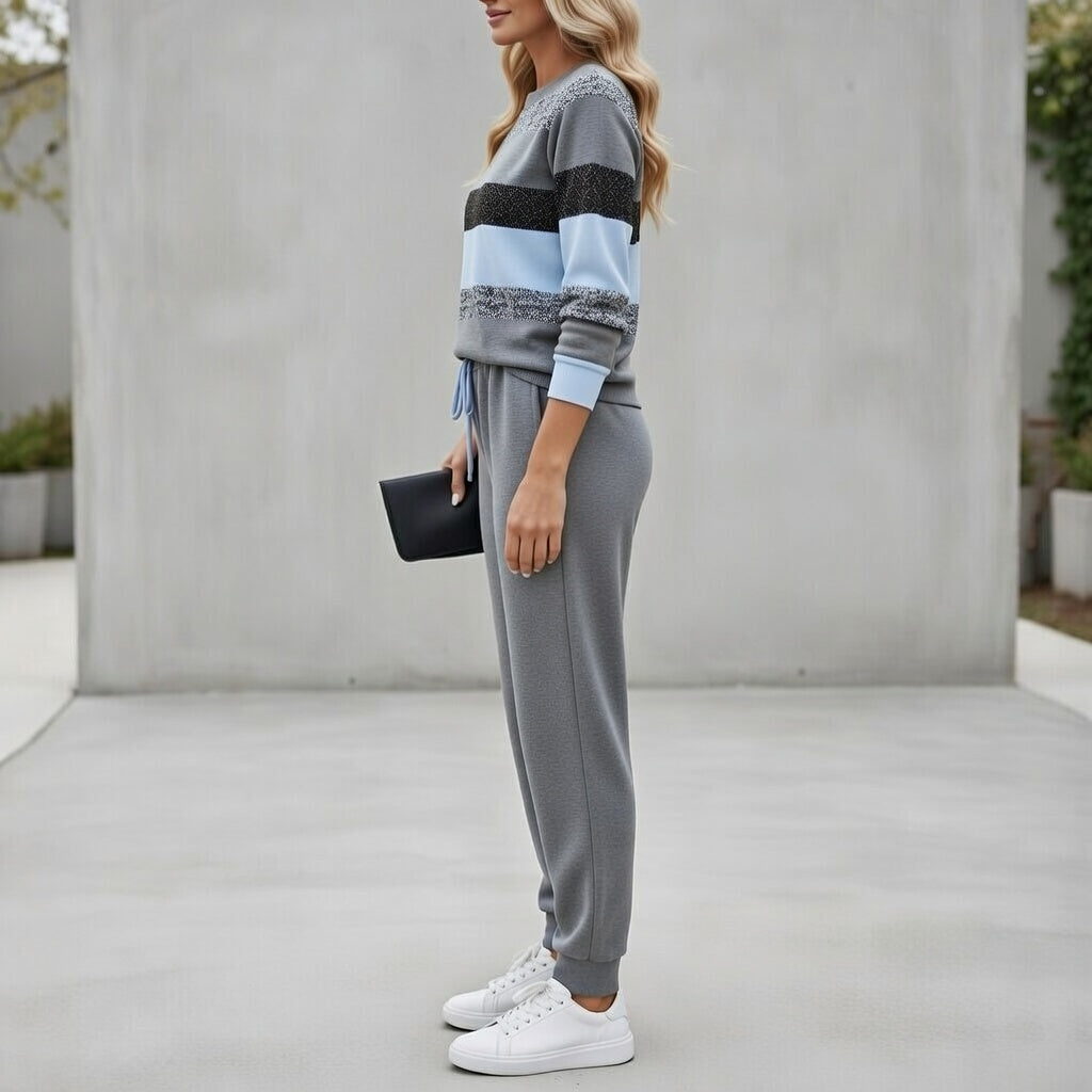 Fabiola - Completo loungewear a righe morbido al tatto