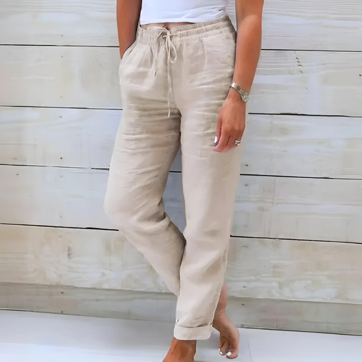 Lorinne - Pantaloni in lino stretch