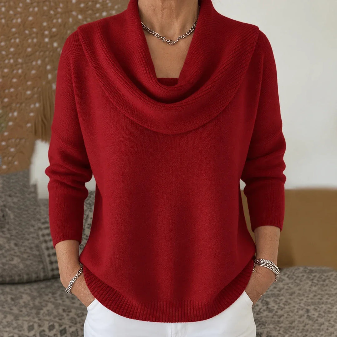 Esti - Maglione con collo ad anello drappeggiato e al tatto morbido