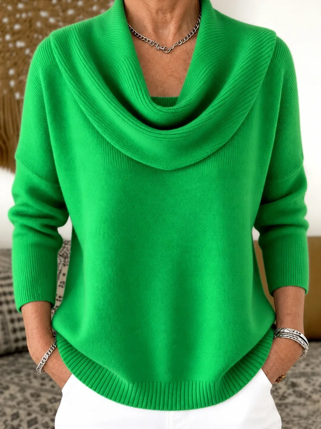 Esti - Maglione con collo ad anello drappeggiato e al tatto morbido