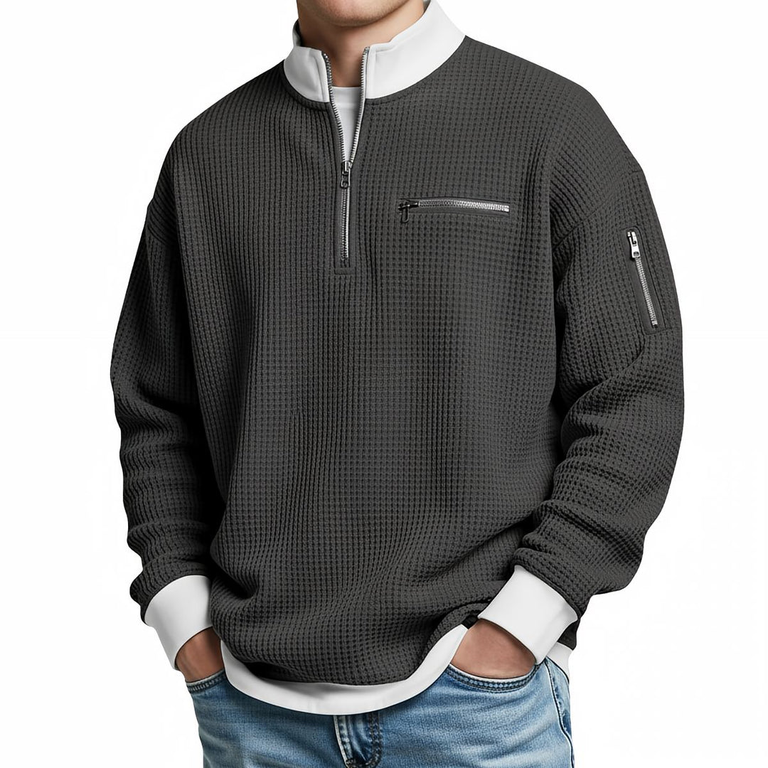 Peldon - Maglione a mezza zip in lavorazione a nido d'ape