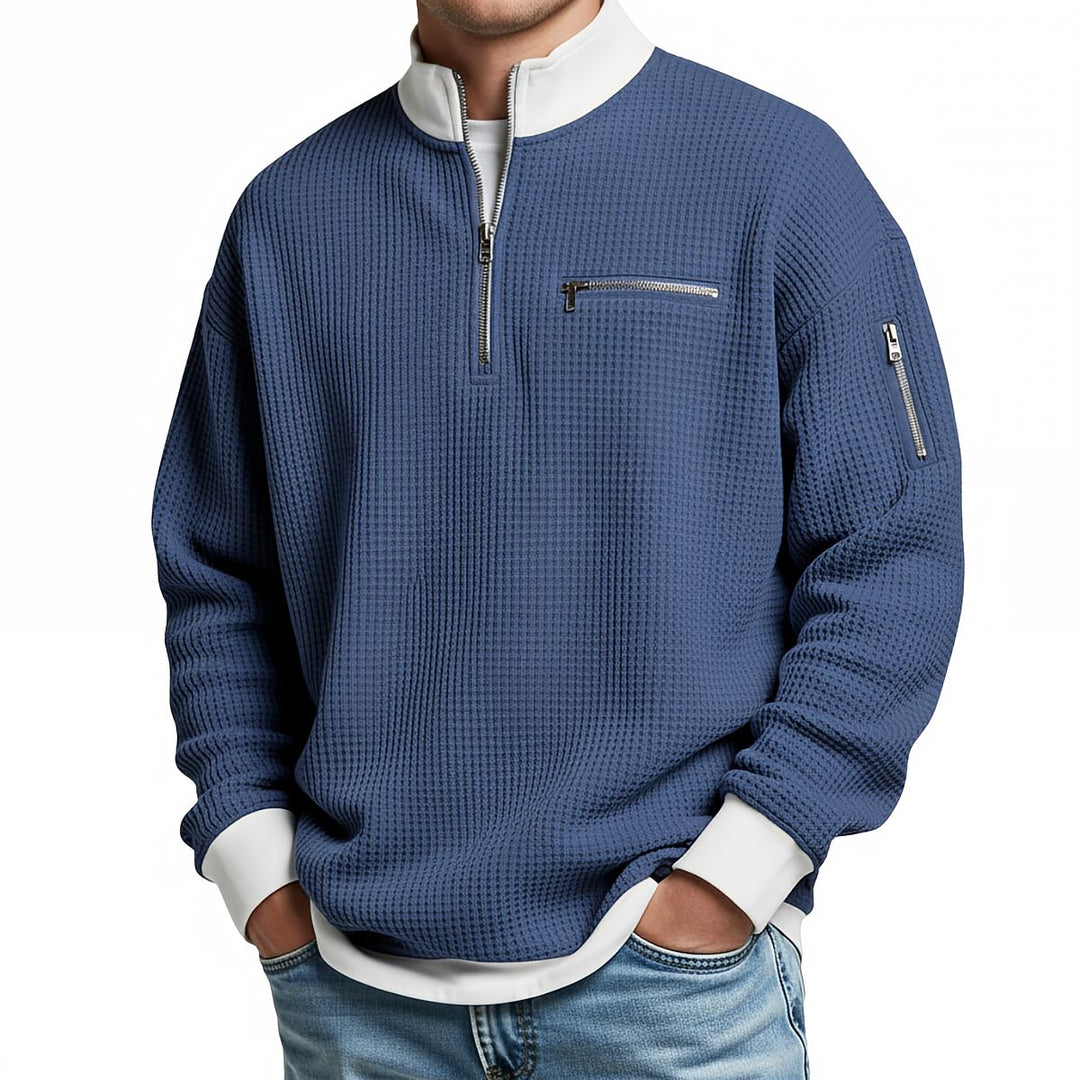 Peldon - Maglione a mezza zip in lavorazione a nido d'ape