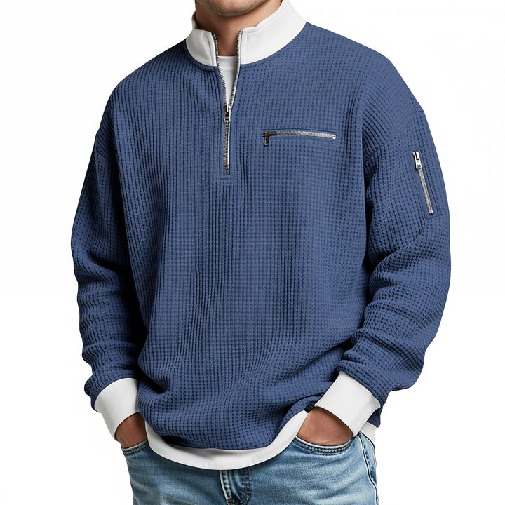 Peldon - Maglione a mezza zip in lavorazione a nido d'ape