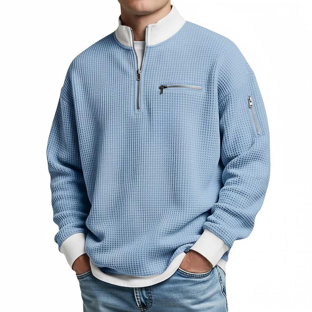 Peldon - Maglione a mezza zip in lavorazione a nido d'ape