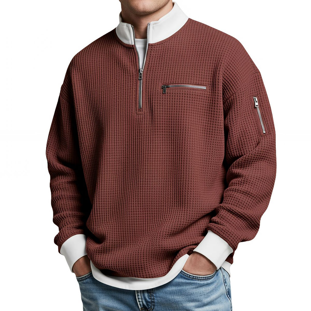Peldon - Maglione a mezza zip in lavorazione a nido d'ape