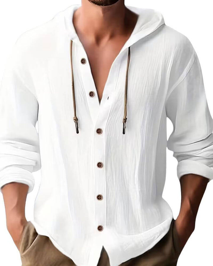 Fraser - T-shirt Henley con cappuccio morbida al tatto