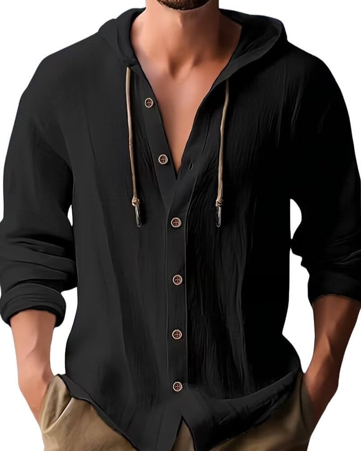 Fraser - T-shirt Henley con cappuccio morbida al tatto