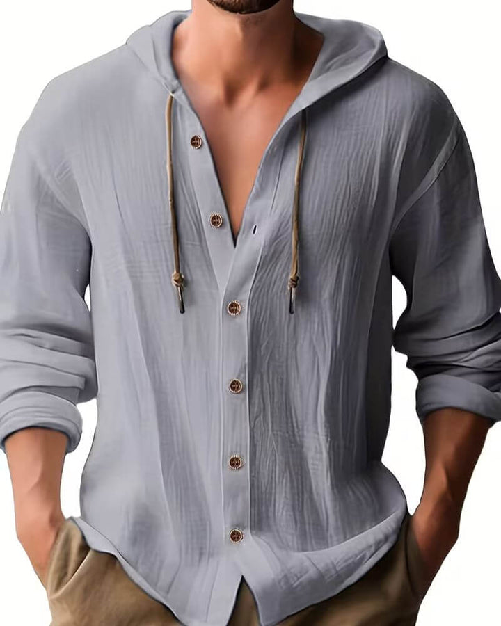 Fraser - T-shirt Henley con cappuccio morbida al tatto