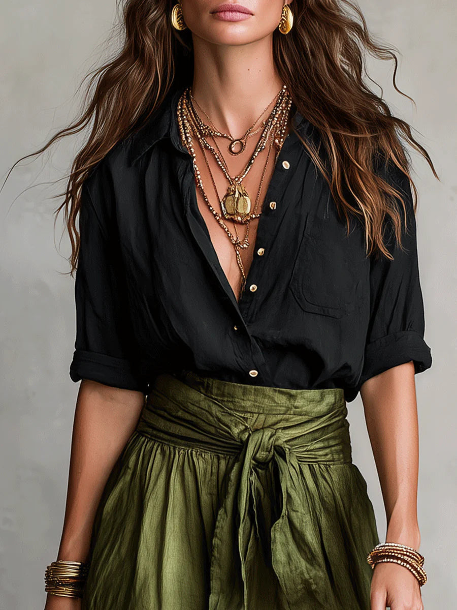 Odelia - Coordinato boho chic con top e gonna midi