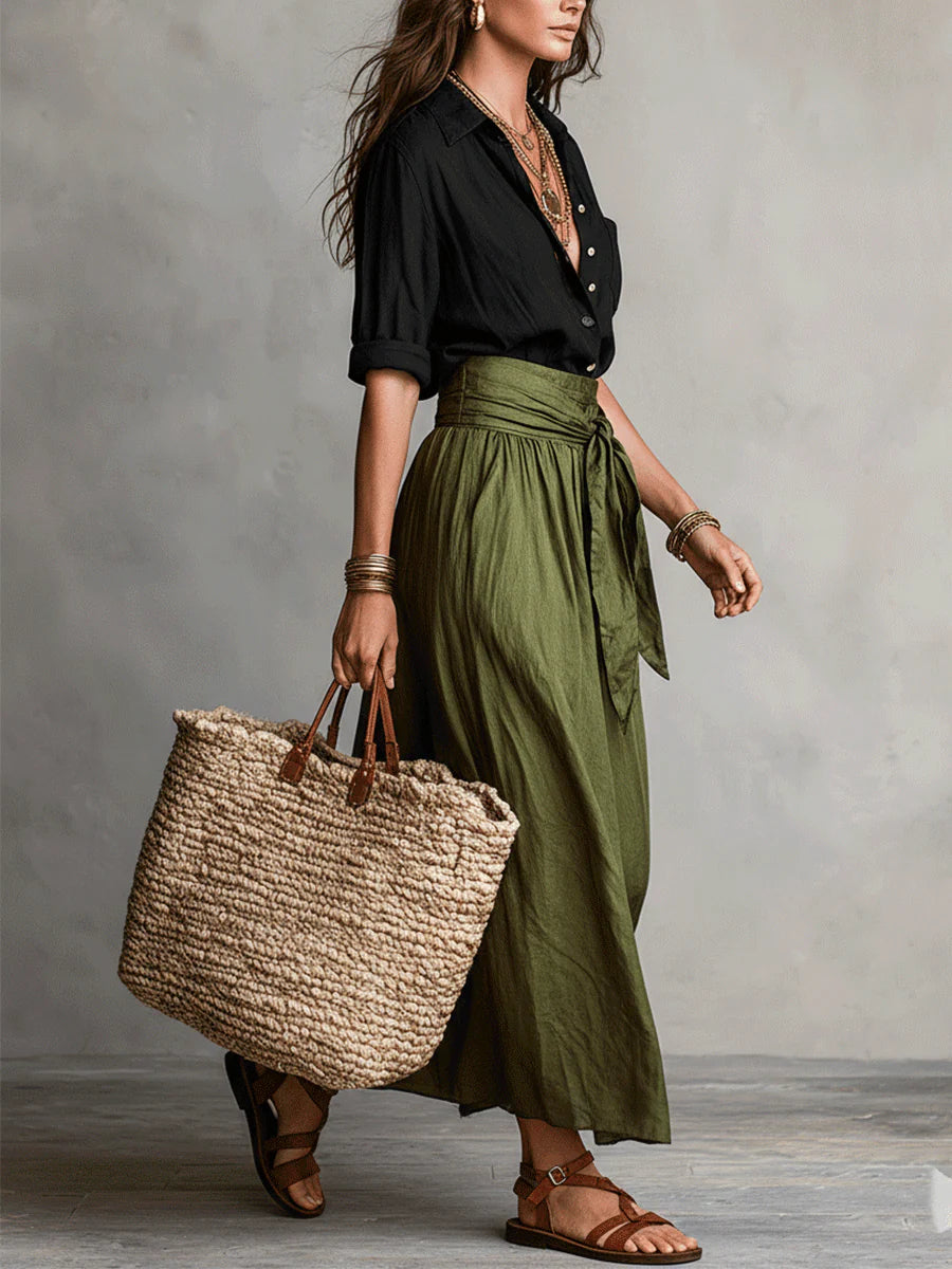 Odelia - Coordinato boho chic con top e gonna midi