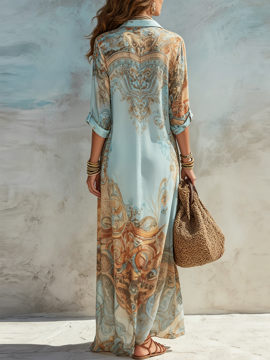 Amorette - Abito chemisier maxi leggero