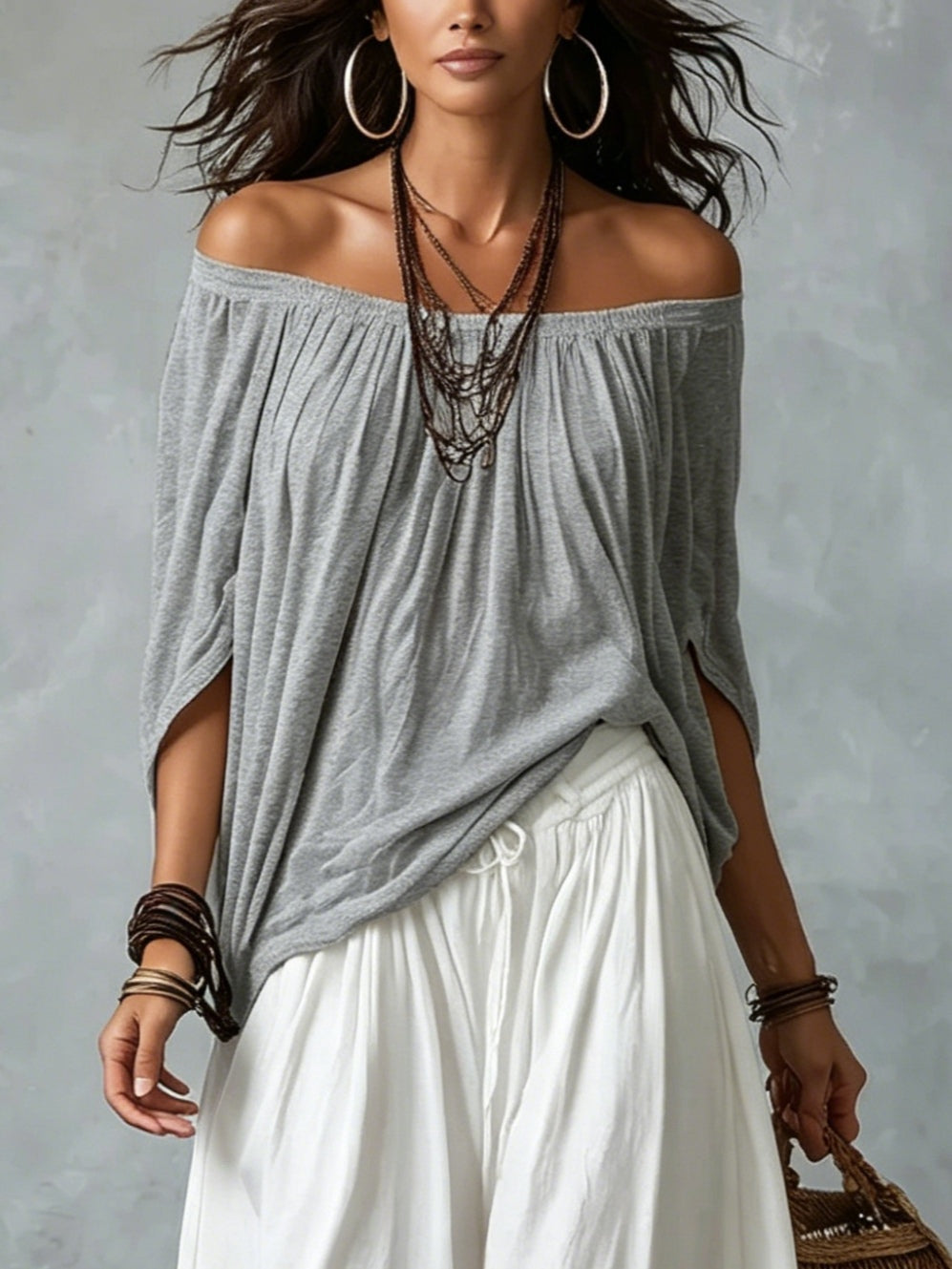 Beatha - Coordinato fluido con scollo Bardot