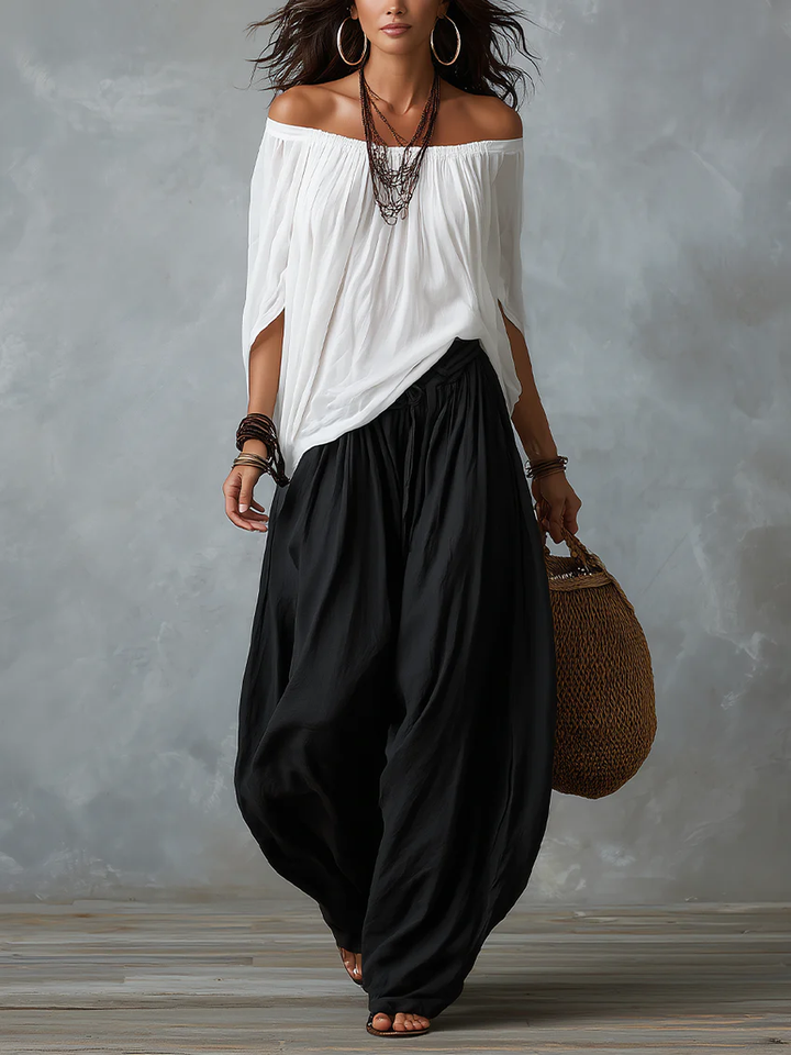 Beatha - Coordinato fluido con scollo Bardot