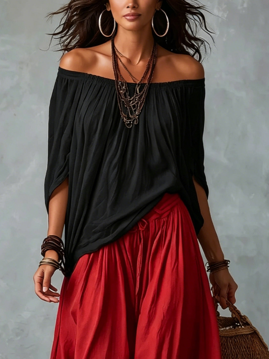 Beatha - Coordinato fluido con scollo Bardot
