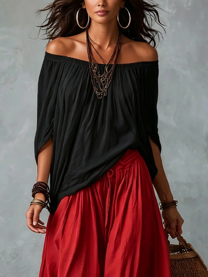 Beatha - Coordinato fluido con scollo Bardot