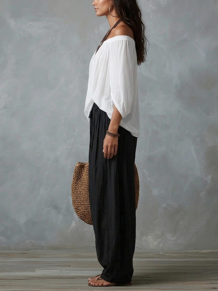 Beatha - Coordinato fluido con scollo Bardot