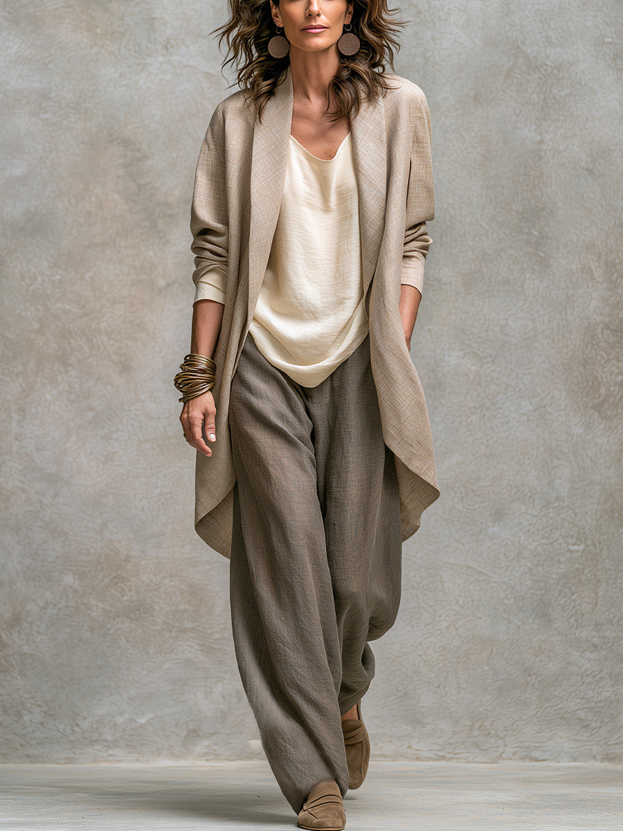 Isolenne - Coordinato premium a tre pezzi con pantaloni a gamba larga