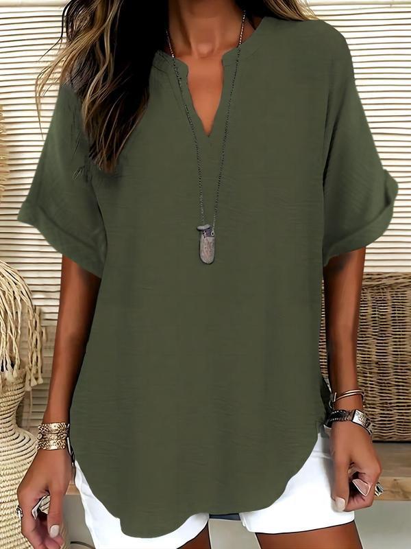 Xalina - Blusa con scollo a V, morbida al tatto