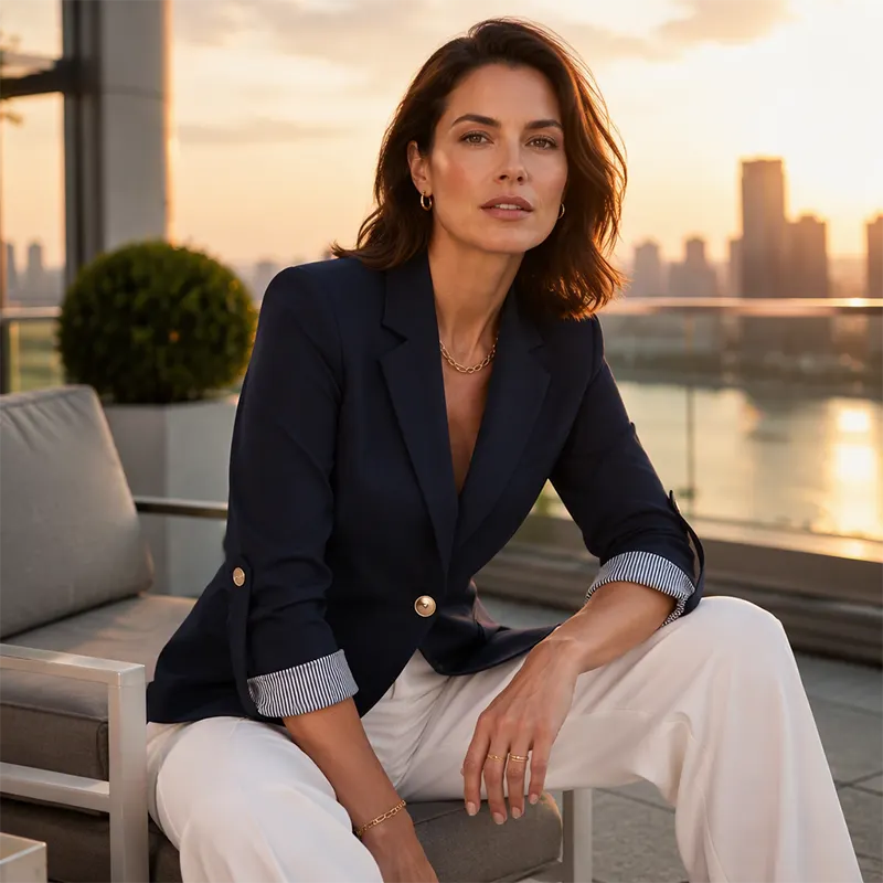 Celenya - Blazer classico con maniche risvoltate