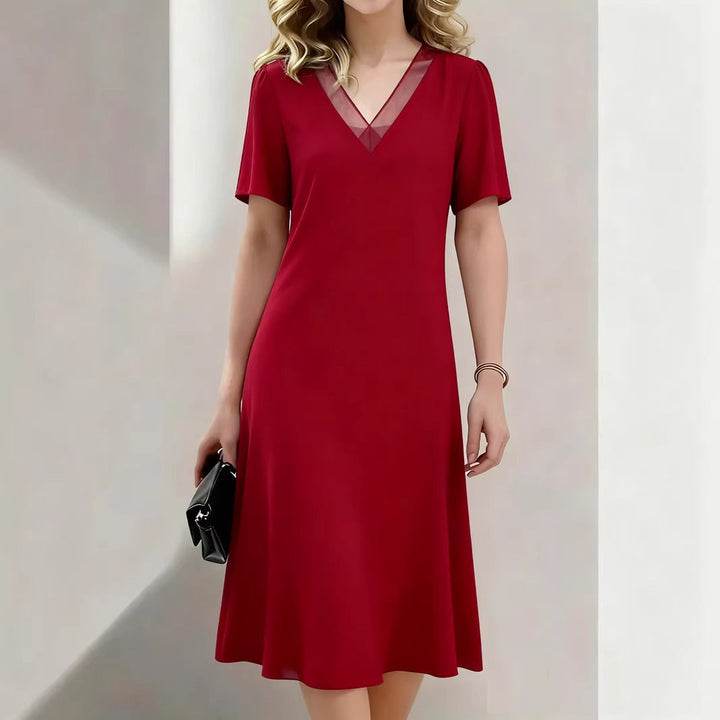 Brina - Abito midi con scollo a V e maniche corte