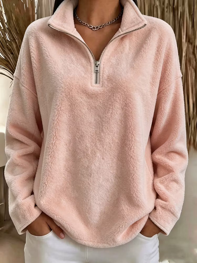 Tiana - Felpa in Fleece a collo alto, vestibilità rilassata
