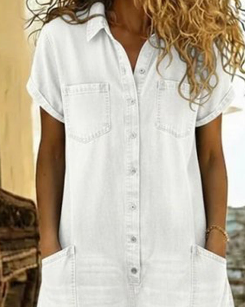 Ysmeria - Pagliaccetto in denim con abbottonatura frontale