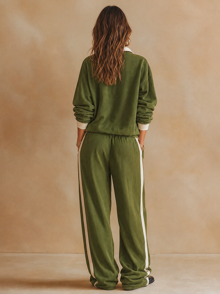 Ruby - Coordinato con pantaloni a gamba larga e polo a vestibilità rilassata