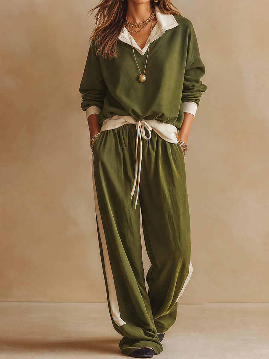 Ruby - Coordinato con pantaloni a gamba larga e polo a vestibilità rilassata