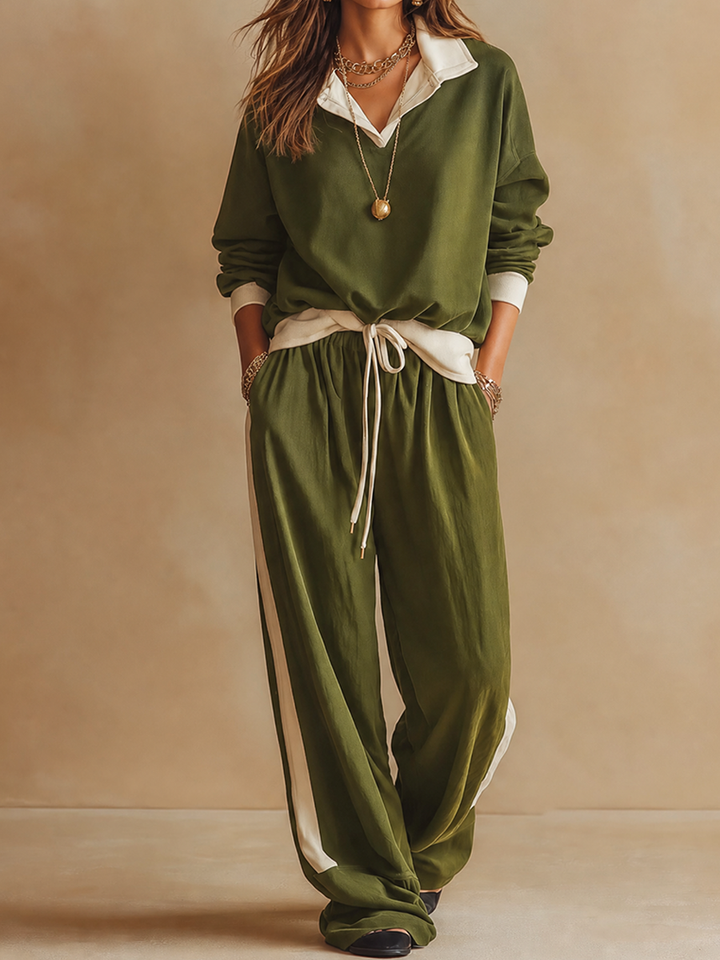 Ruby - Coordinato con pantaloni a gamba larga e polo a vestibilità rilassata