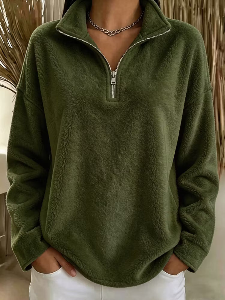 Tiana - Felpa in Fleece a collo alto, vestibilità rilassata