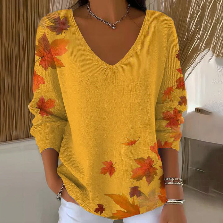 Carivella - Maglione a vestibilità rilassata con motivo foglia d'acero