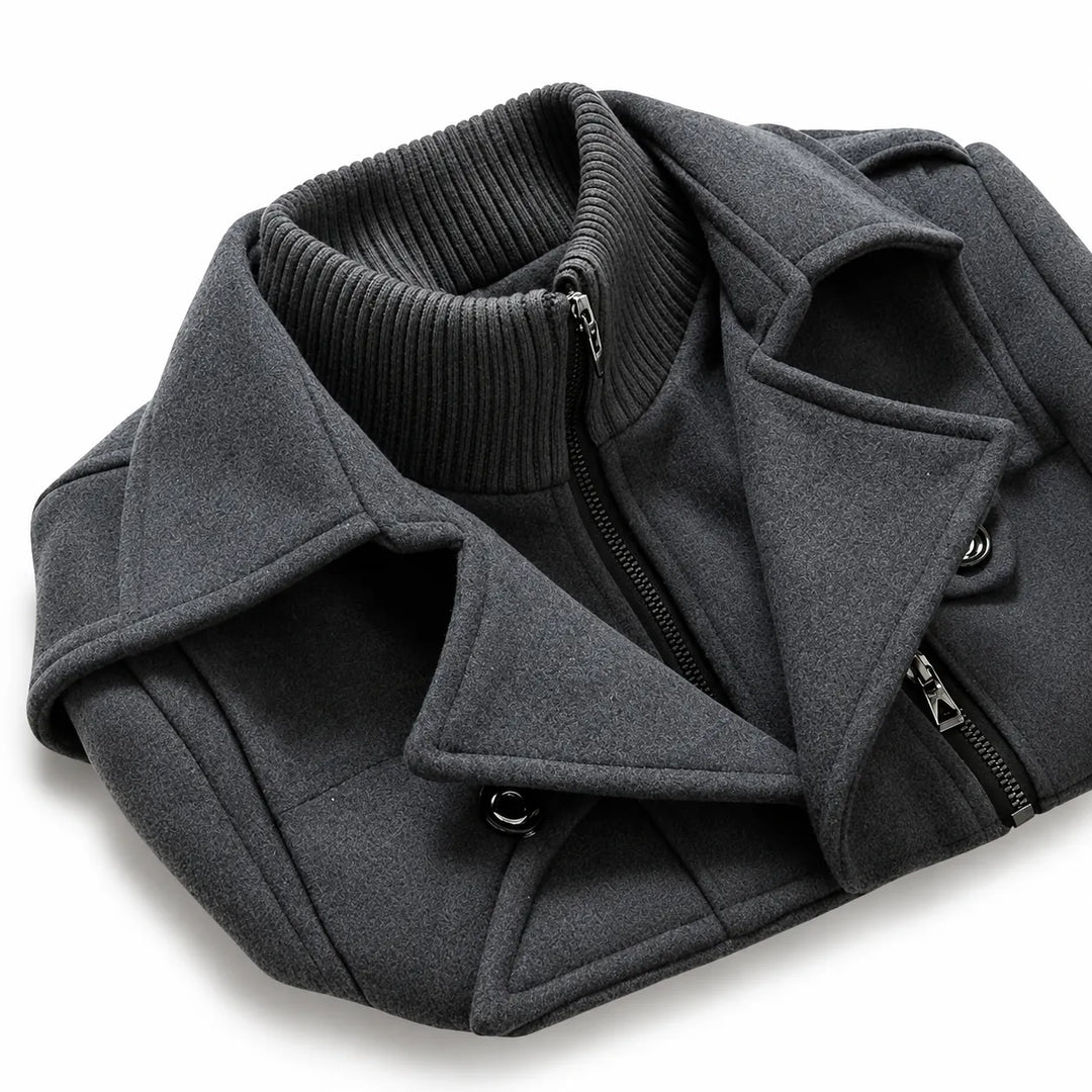 Davin - Cappotto medio-lungo a collo alto multistrato