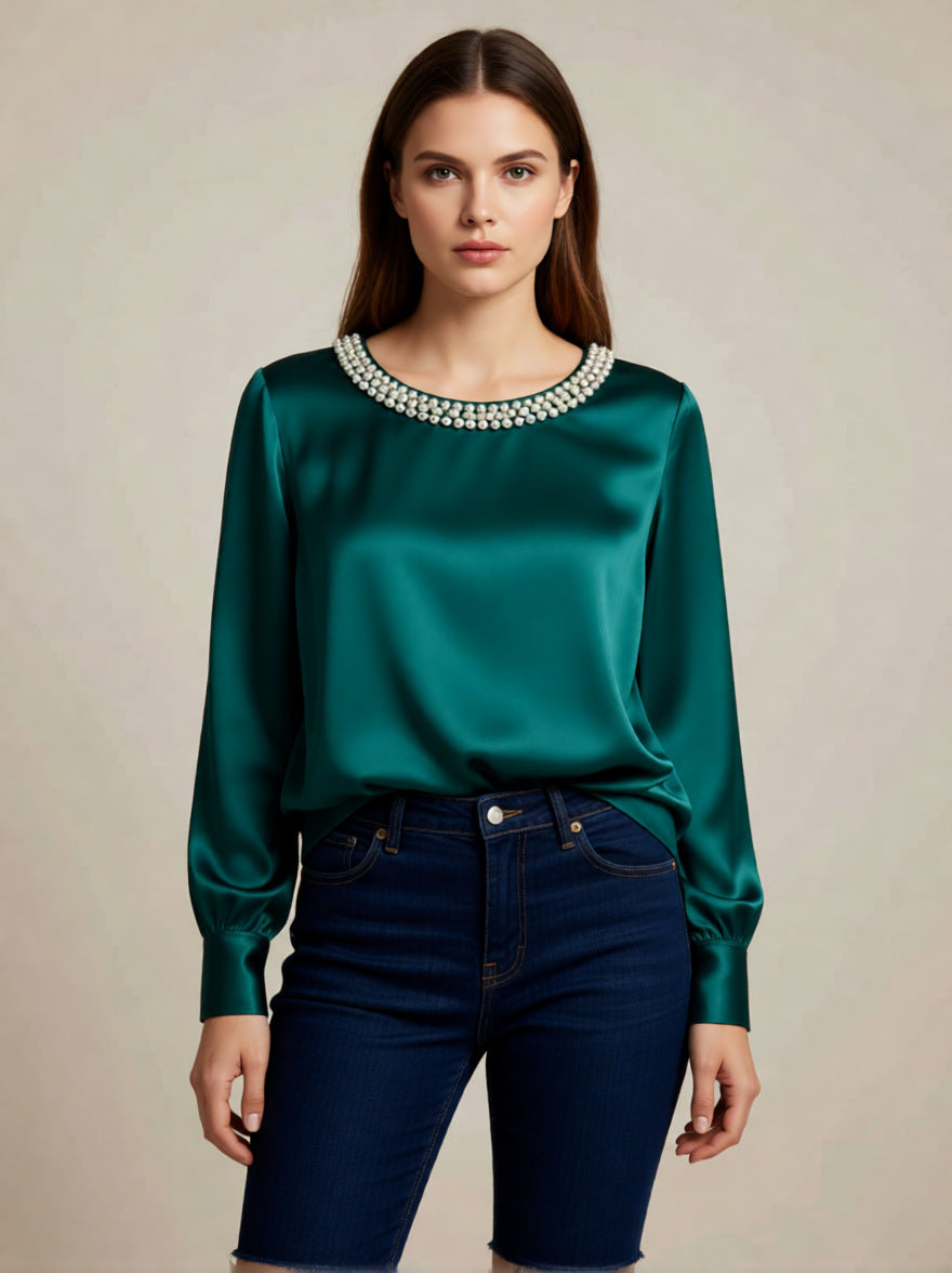 Avara - Blusa elegante in perle